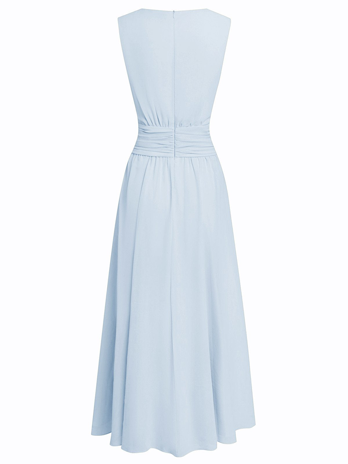 Sleeveless Ruched A-Line Maxi Dress – Wedding Guest Dress
