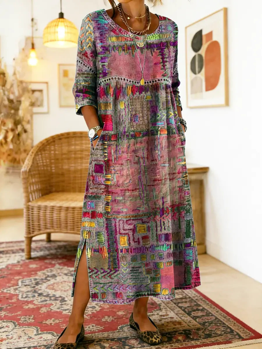 Manuela™ | Ethnic Patchwork Denim Dress