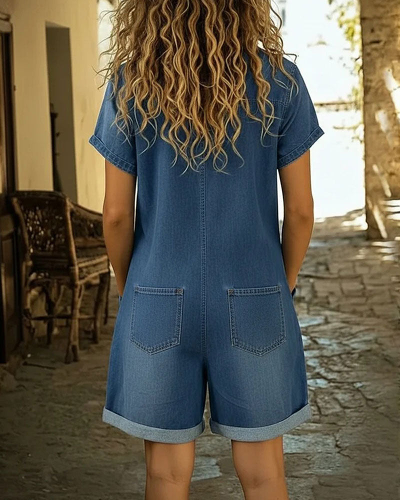 Lily™ Button-Up Denim Jumpsuit