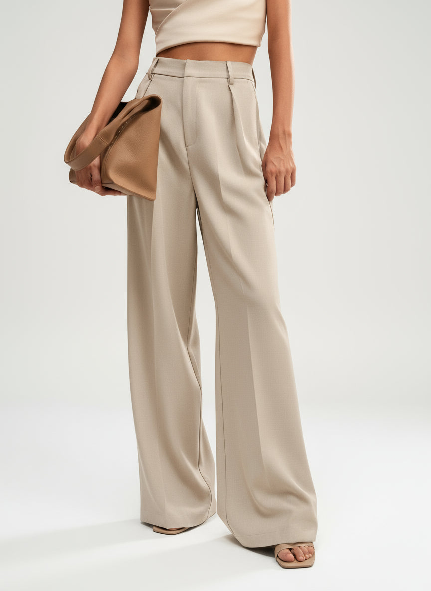 Women's Wide Leg Tailored Trousers – High Waist Smart Trousers