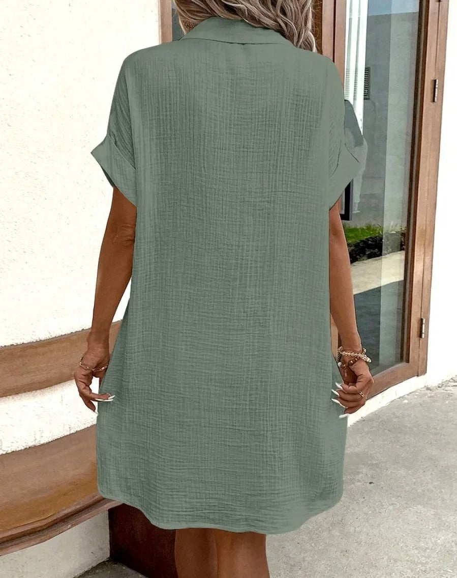 Mary - Monaco Women's Button Down Polo Style Shirt Dress