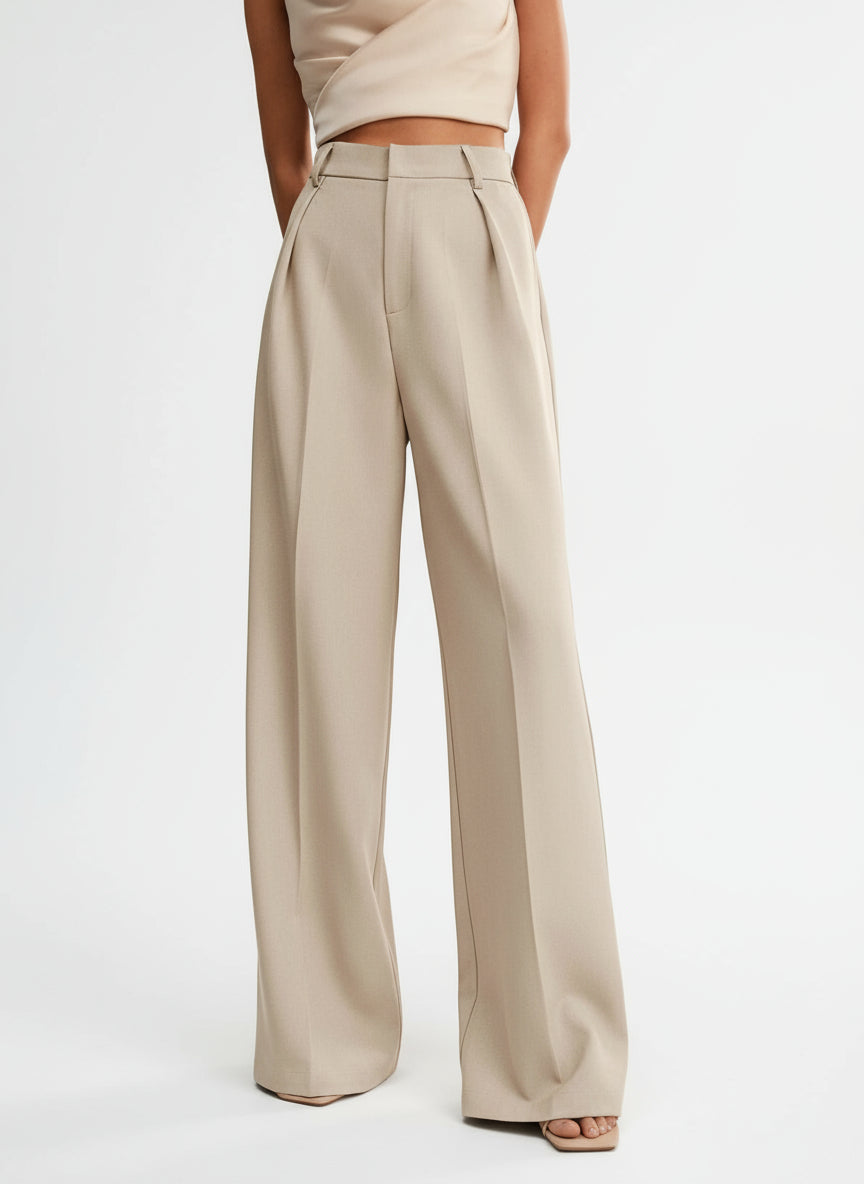 Women's Wide Leg Tailored Trousers – High Waist Smart Trousers