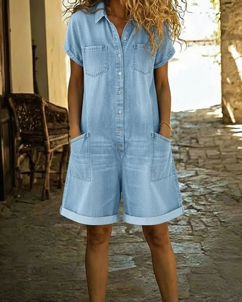 Lily™ Button-Up Denim Jumpsuit