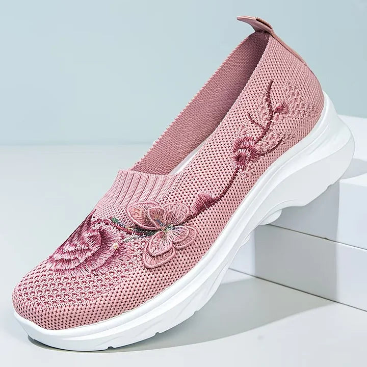 Leetha - Butterfly Embroidered Comfort Loafers