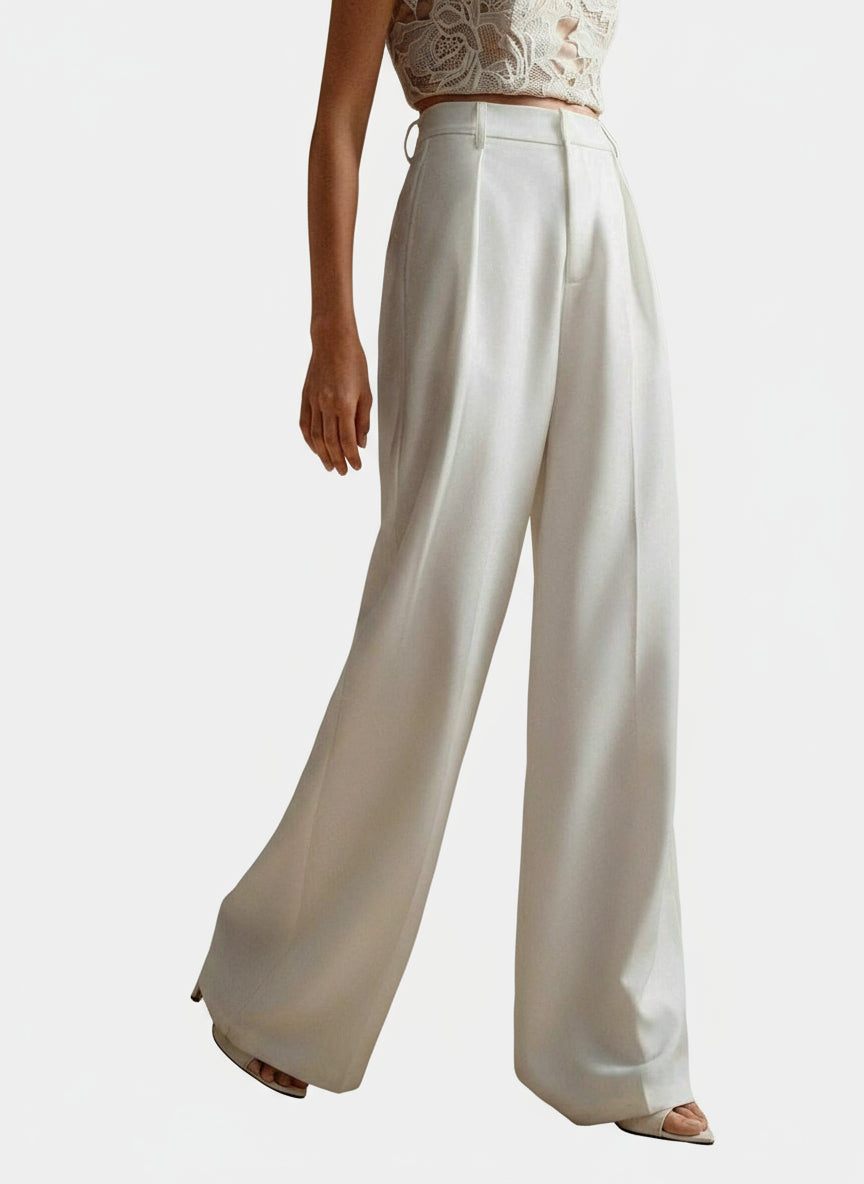 Women's Wide Leg Tailored Trousers – High Waist Smart Trousers