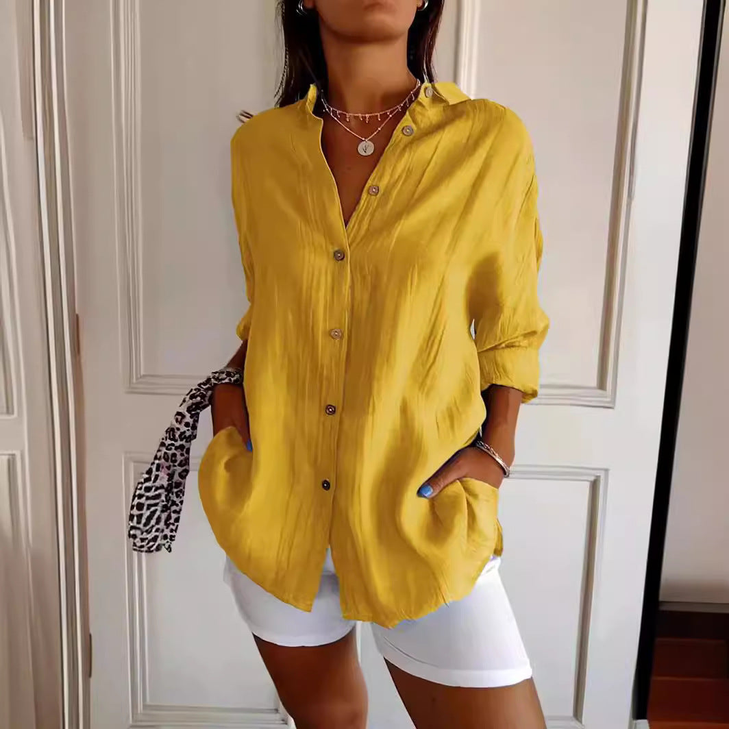 Olivia - Chic Long-Sleeve Open Front Blouse