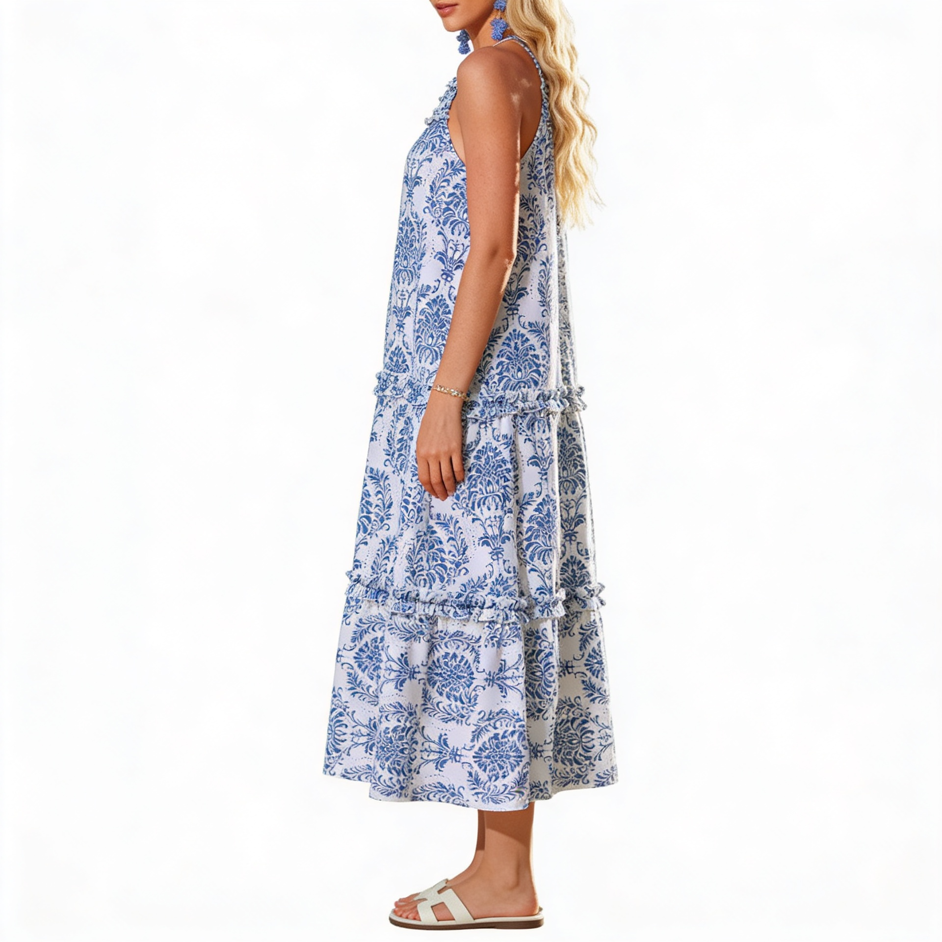 Macy – Chic Boho Halter Tiered Maxi Dress