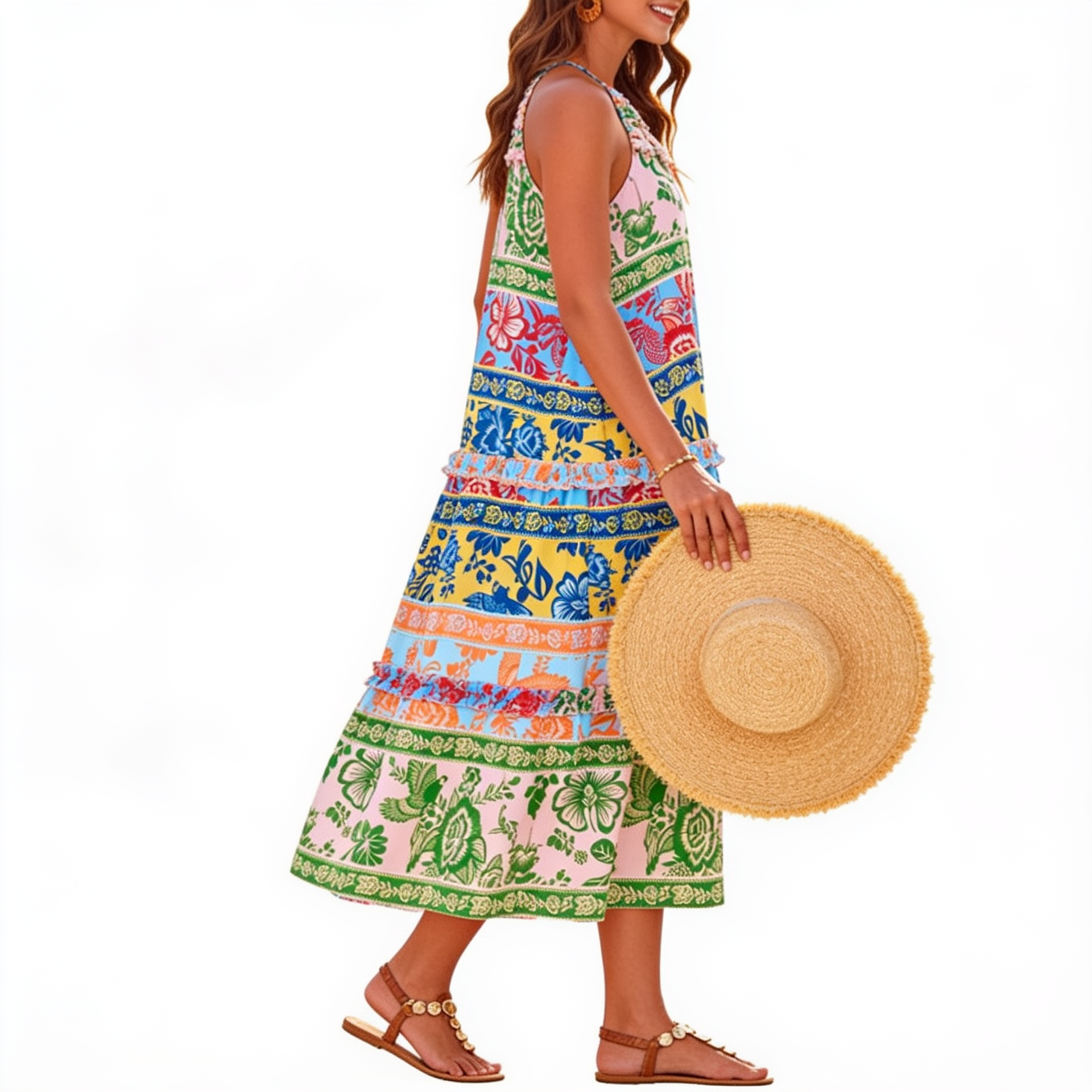 Macy – Chic Boho Halter Tiered Maxi Dress