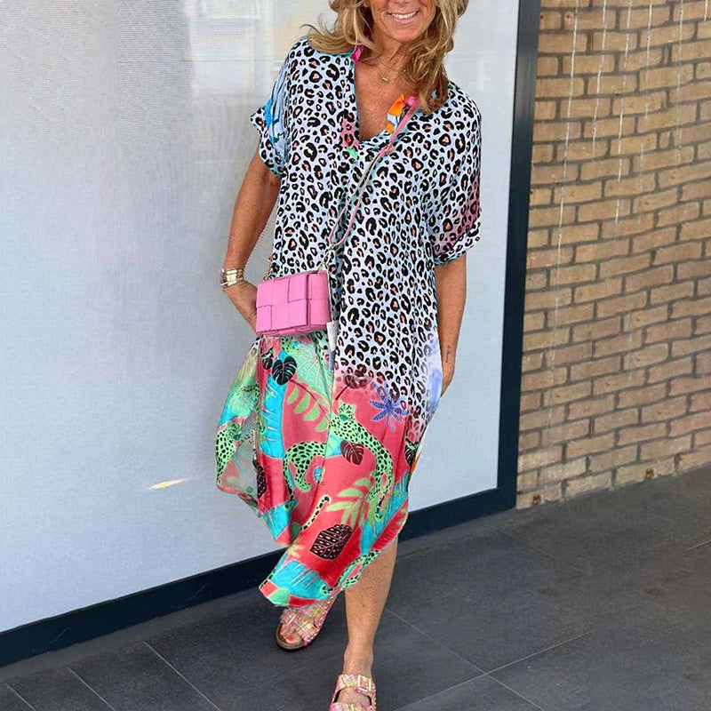 Eleanor - V-Neck Printed Loose Dress
