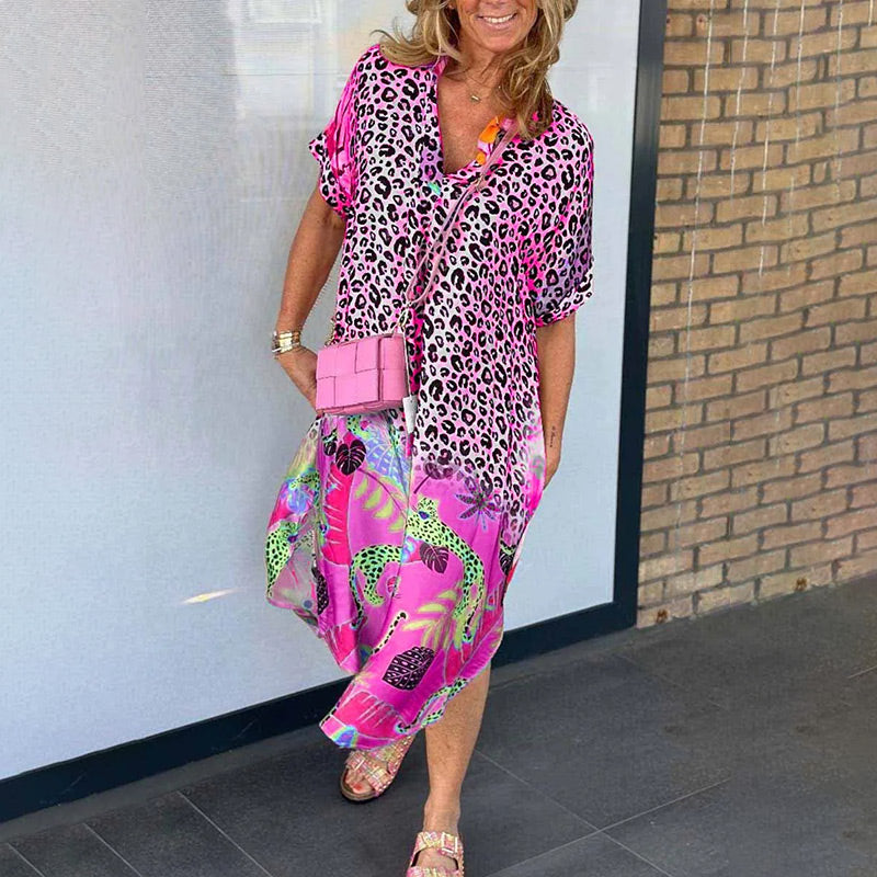 Eleanor - V-Neck Printed Loose Dress