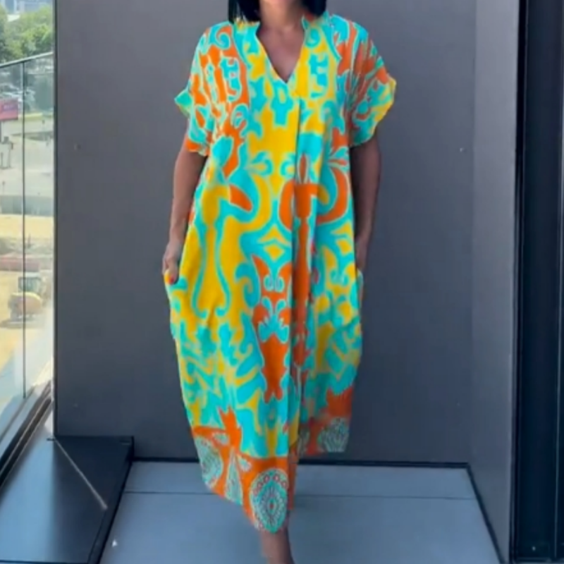 Audrey - Printed V-Neck Dress