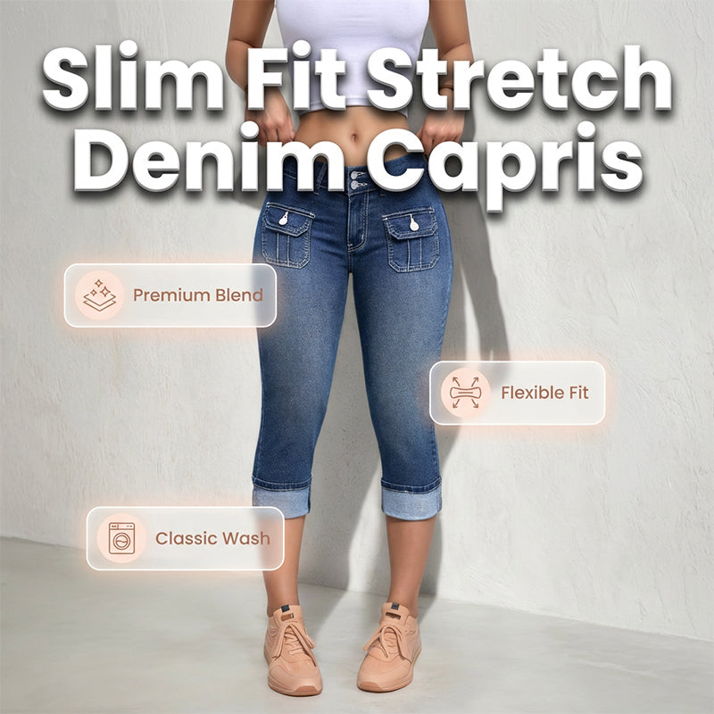 🔥Topaanbiedingen – Slim fit stretch denim capribroek voor dames