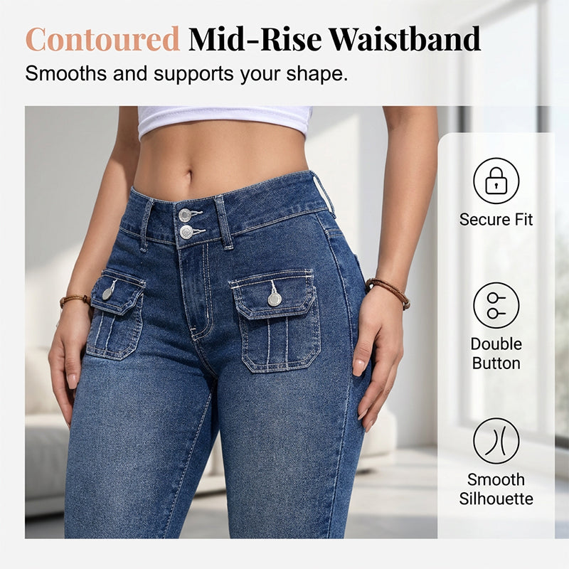 🔥Topaanbiedingen – Slim fit stretch denim capribroek voor dames