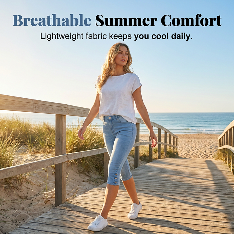 Capri-jeans met hoge taille en slanke pasvorm voor dames