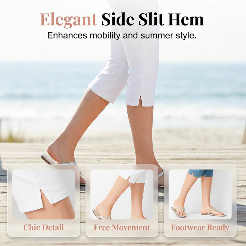 Mid-Rise Stretch Denim Capri Trousers