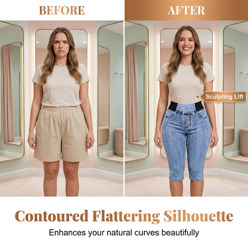 High Waist Stretch Capri Jeans