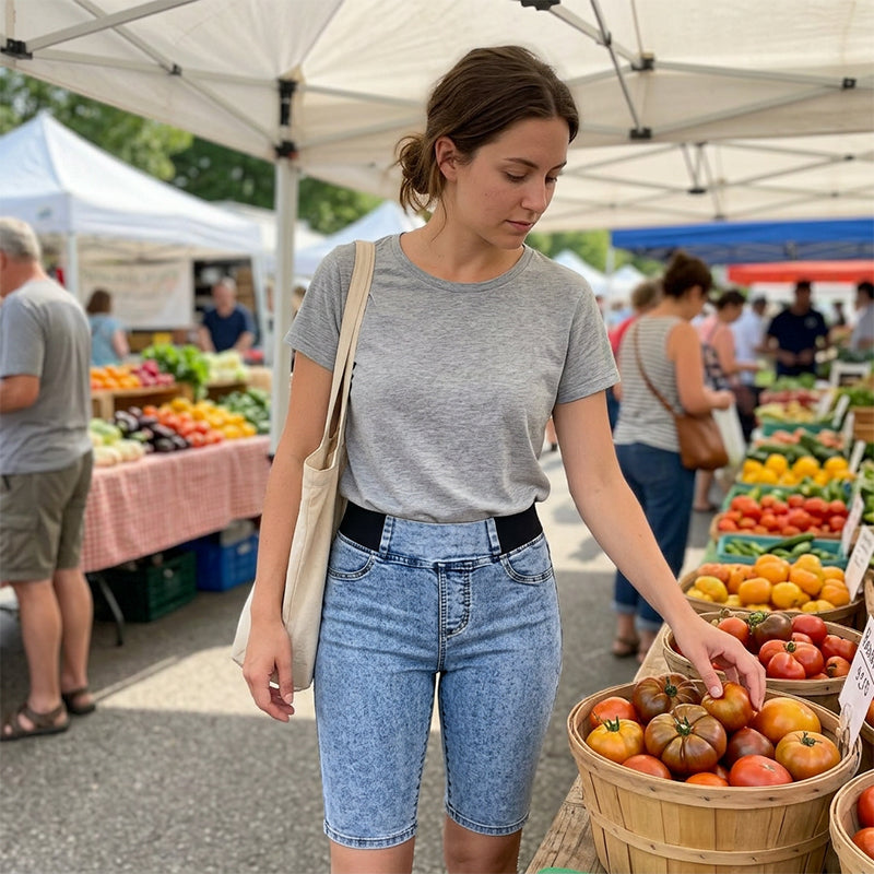 High Waist Stretch Capri Jeans