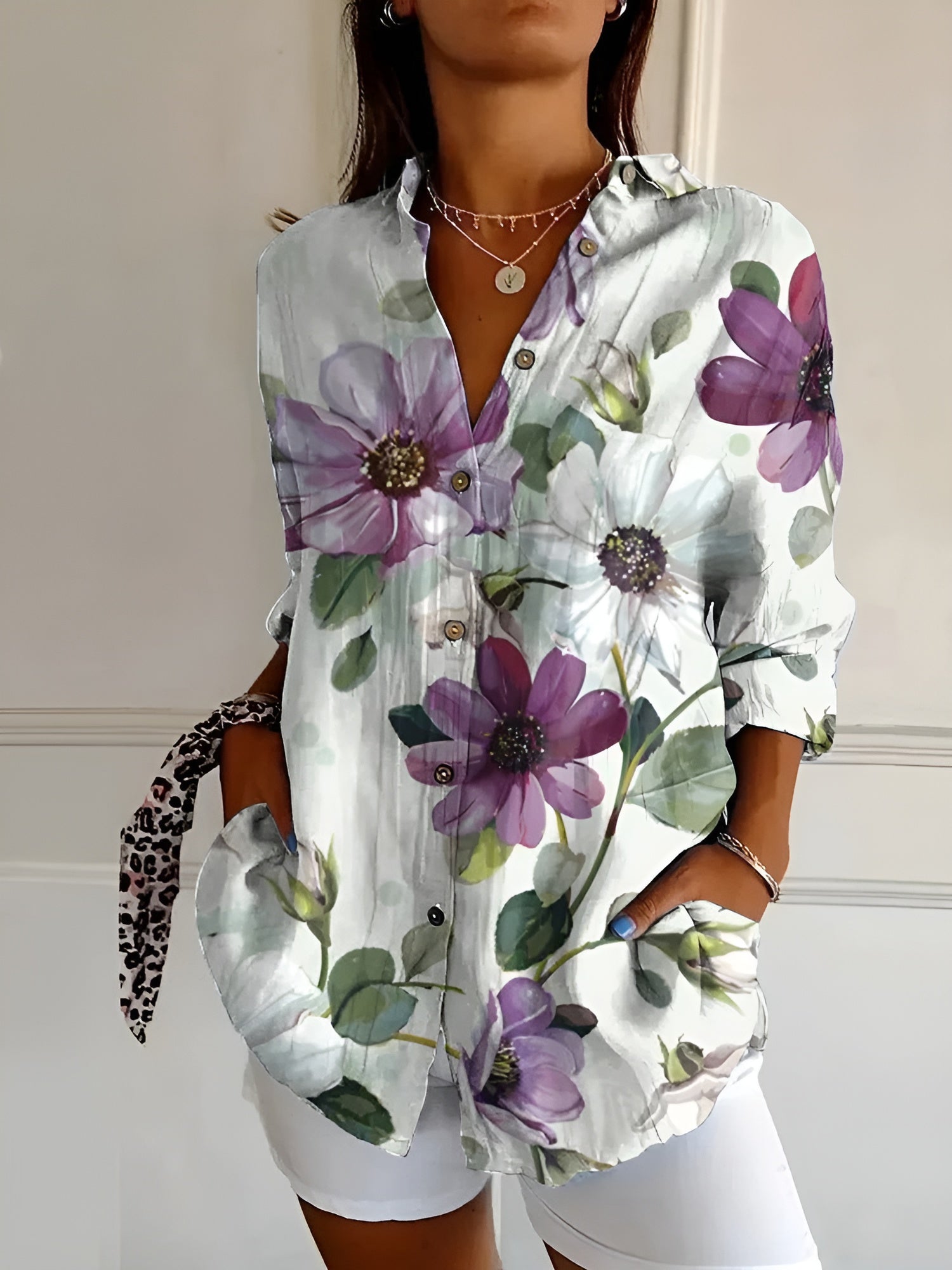 Ella | Women’s Floral Button-Front Blouse