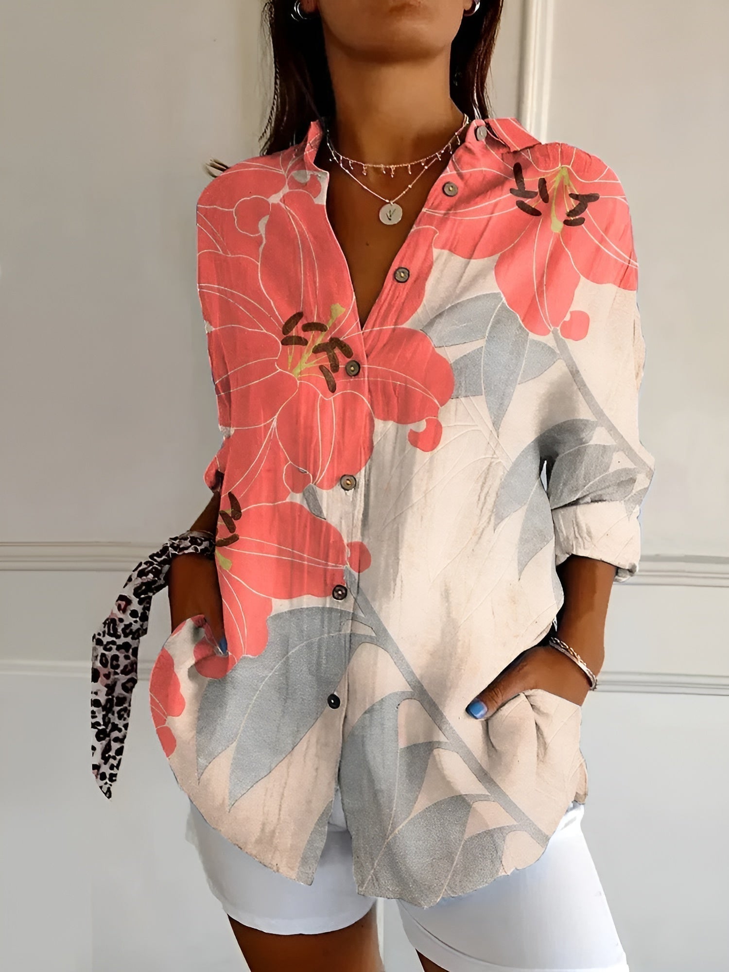 Ella - Women’s Floral Button-Front Blouse