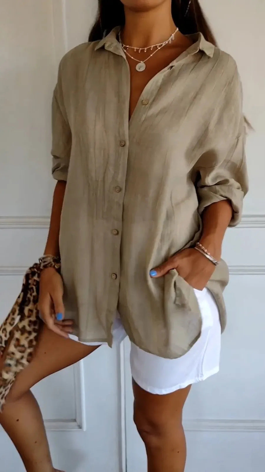 Olivia - Chic Long-Sleeve Open Front Blouse