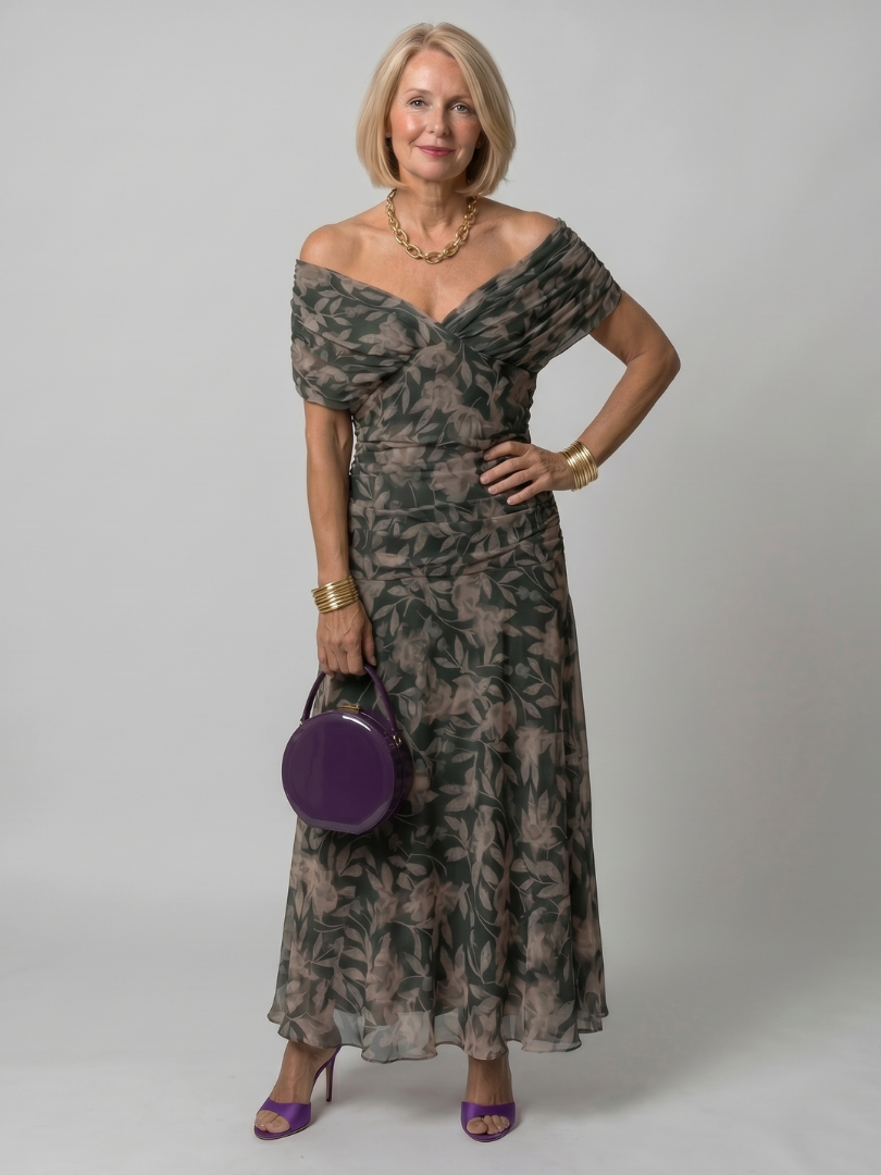Calen - Off Shoulder Flow Midi Jurk