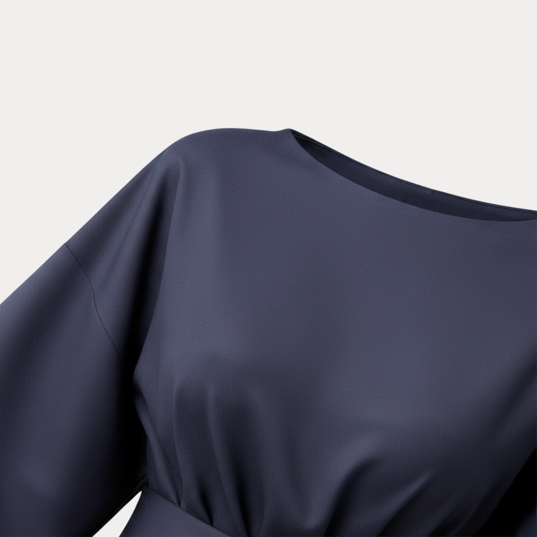 Belted Wide Sleeve Wrap Midi Dress