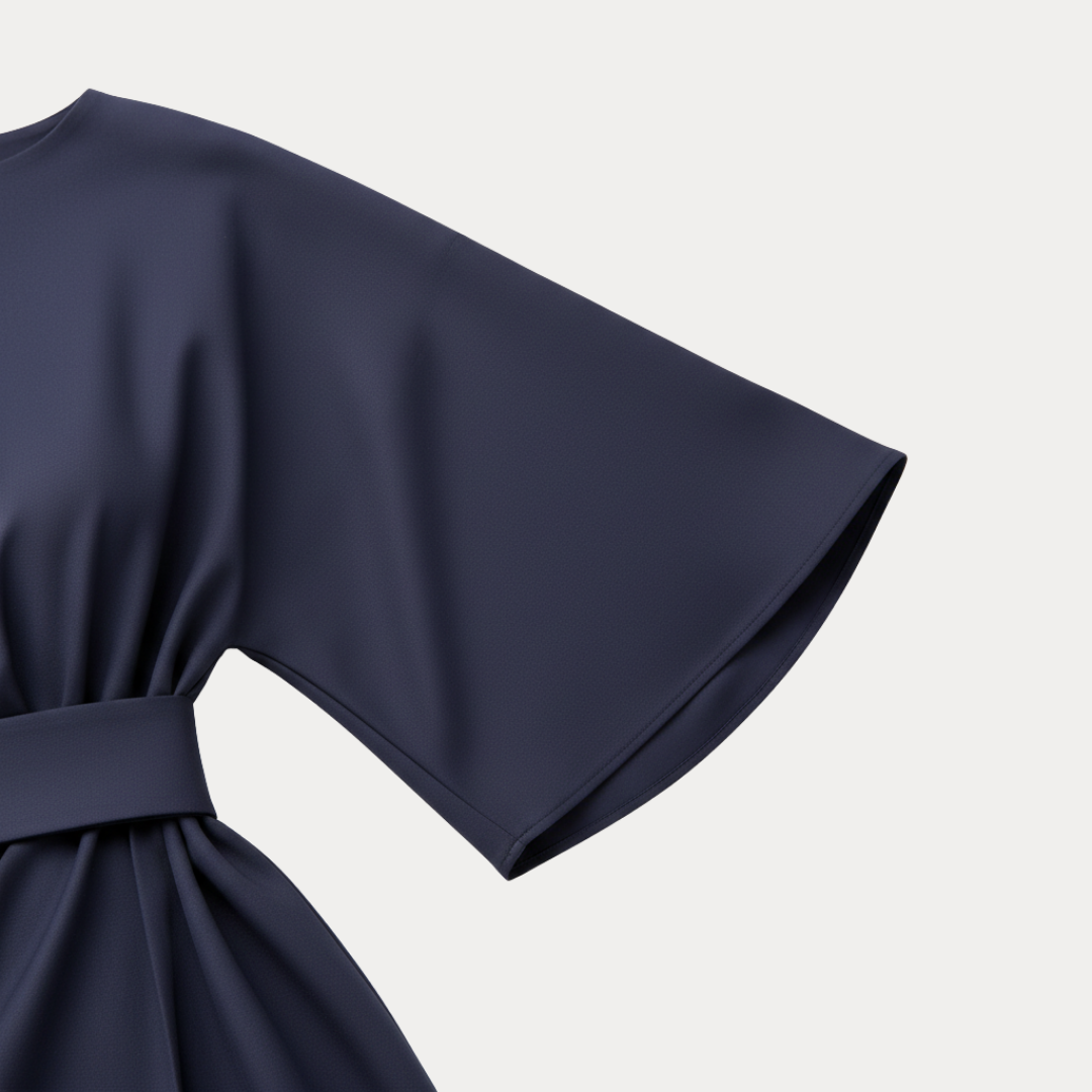 Belted Wide Sleeve Wrap Midi Dress