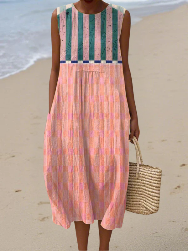 Solveig | Pastel Stripe Midi Dress