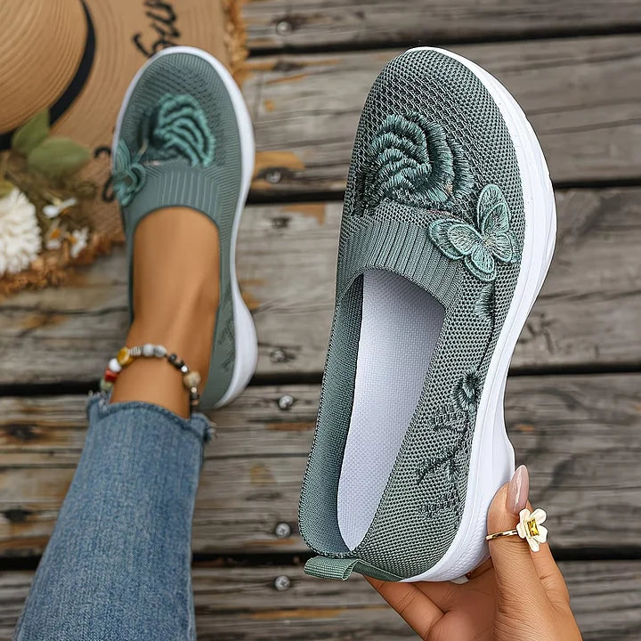 Leetha - Butterfly Embroidered Comfort Loafers