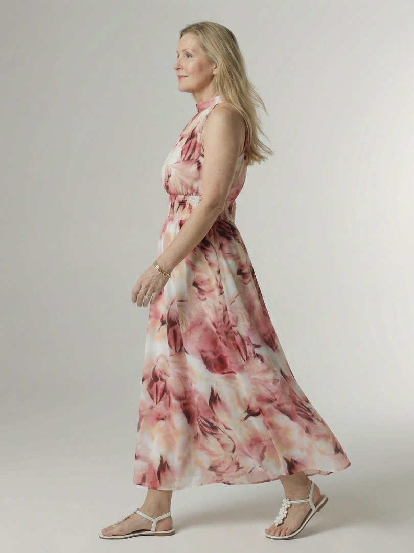 Sylin - Geraffineerde Halter Midi Jurk