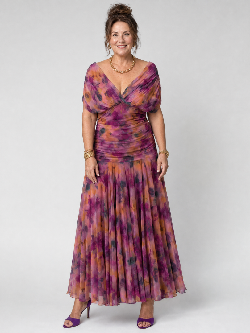 Calen - Off Shoulder Flow Midi Jurk