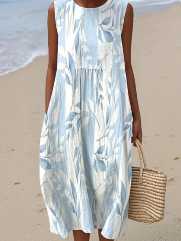 Saga | Leafy Print Midi Dress