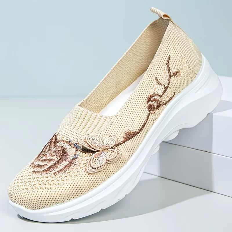 Leetha - Butterfly Embroidered Comfort Loafers