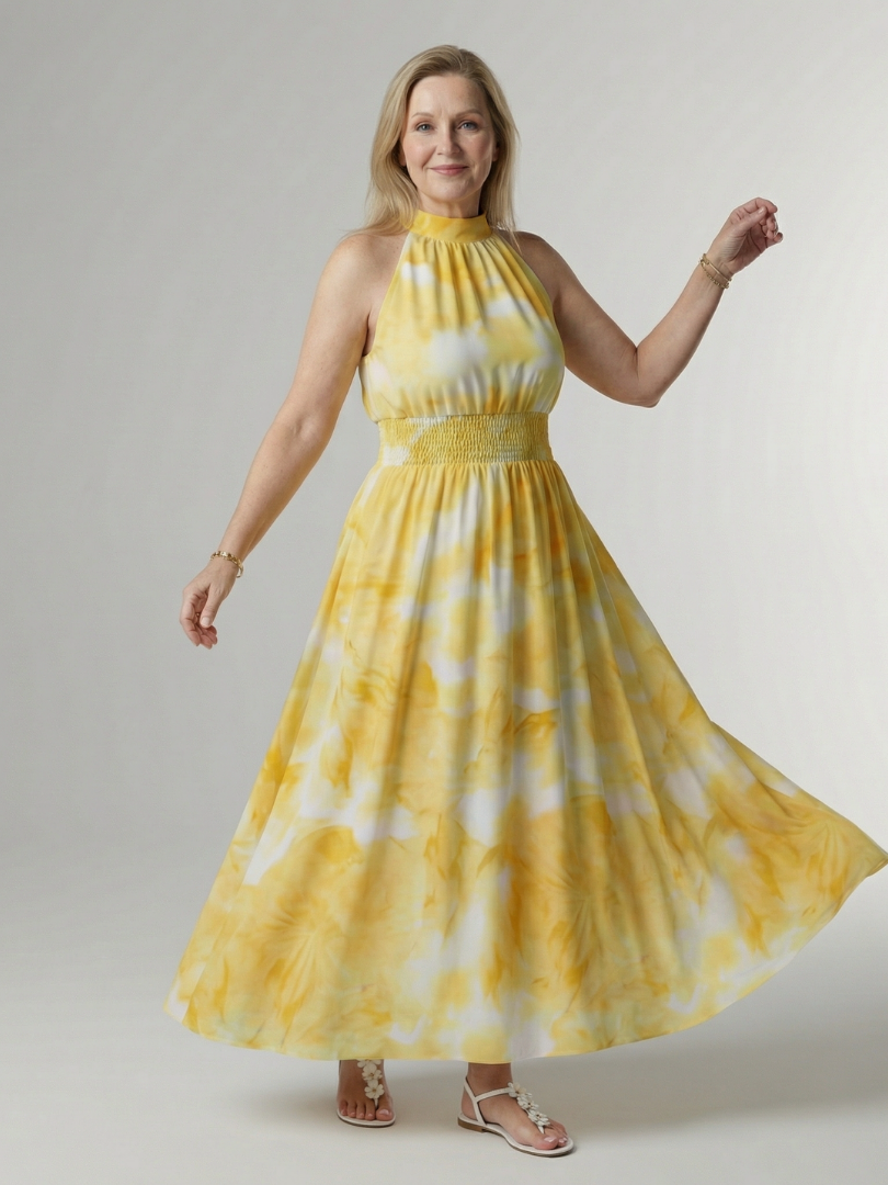 Sylin - Geraffineerde Halter Midi Jurk