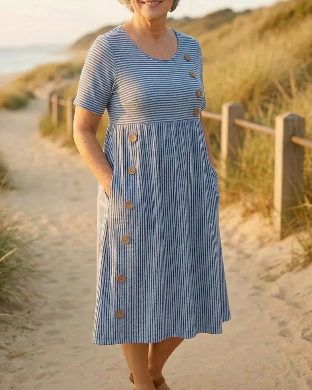 Brienne | Striped Midi Dress – Effortless Comfort, Everyday Confidence