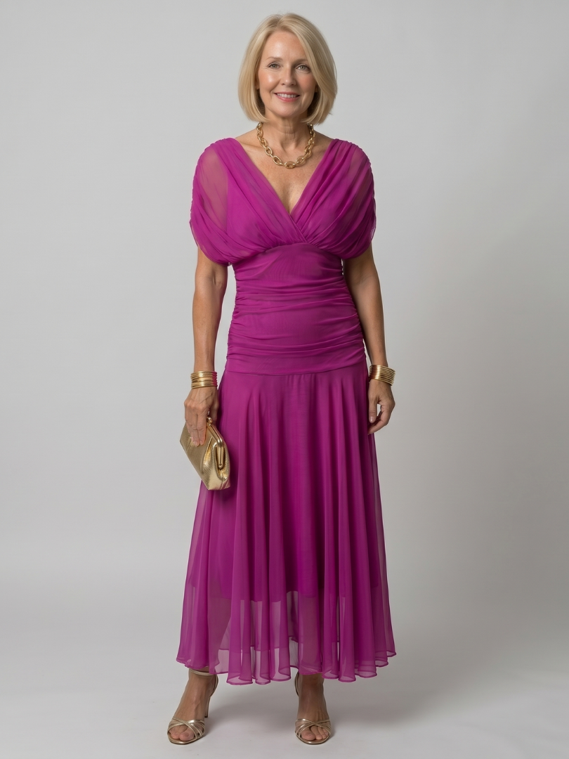 Calen - Off Shoulder Flow Midi Jurk