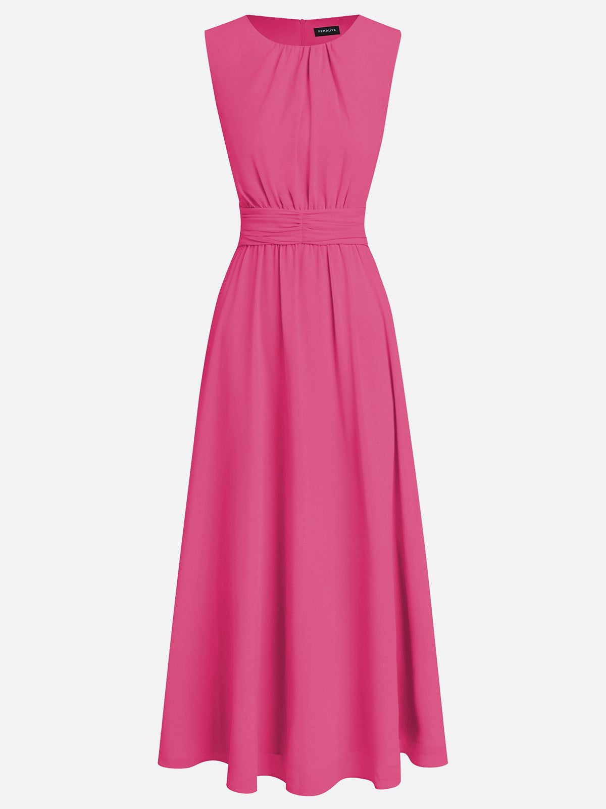 Sleeveless Ruched A-Line Maxi Dress – Wedding Guest Dress