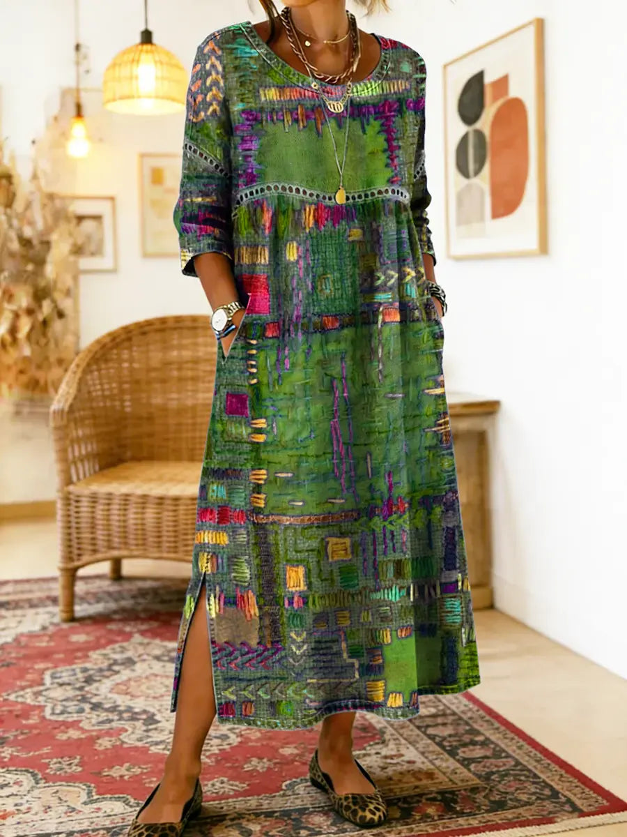 Manuela™ | Ethnic Patchwork Denim Dress