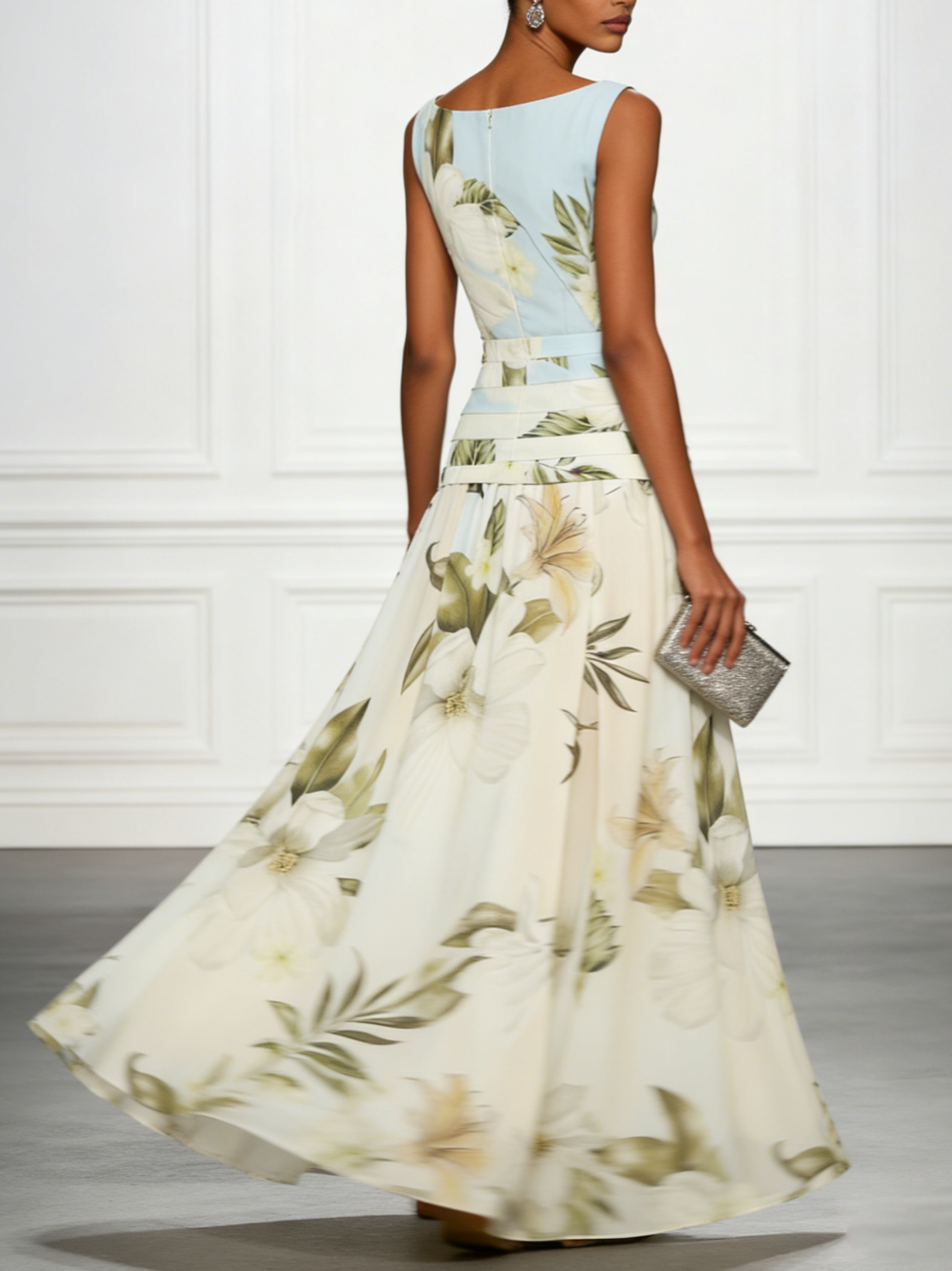 Floral Boat Neck Sleeveless Maxi Dress – Wedding Guest