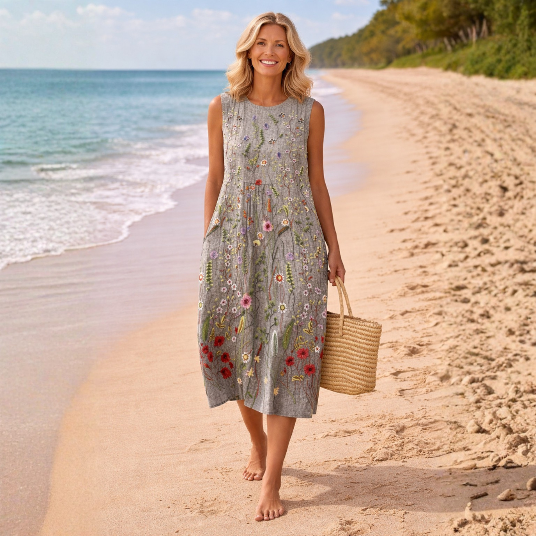 Annika | Black Wildflower Midi Dress