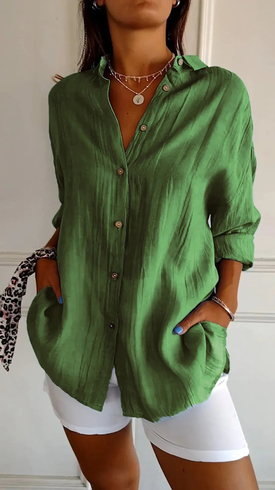 Olivia - Chic Long-Sleeve Open Front Blouse