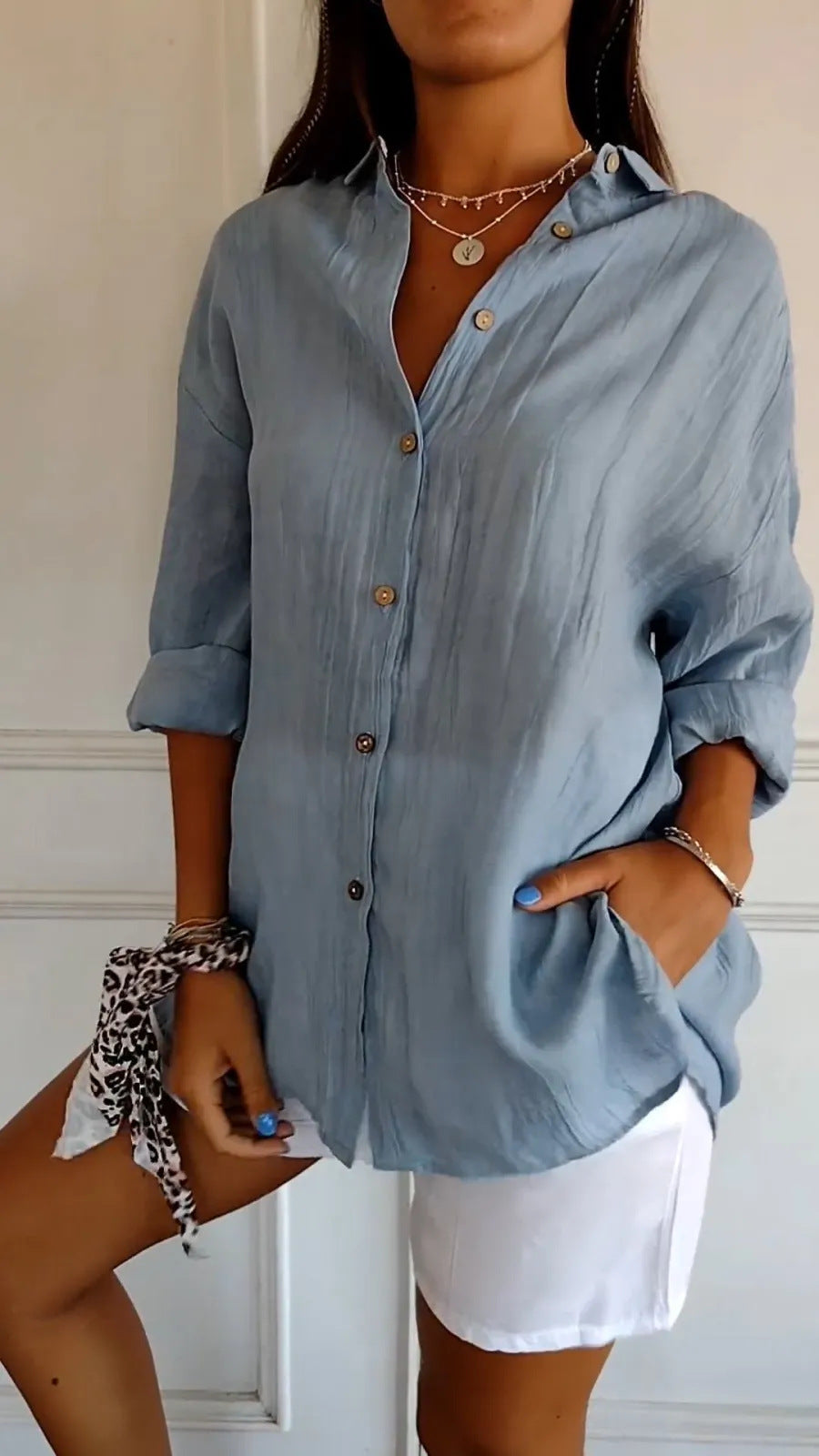 Olivia - Chic Long-Sleeve Open Front Blouse