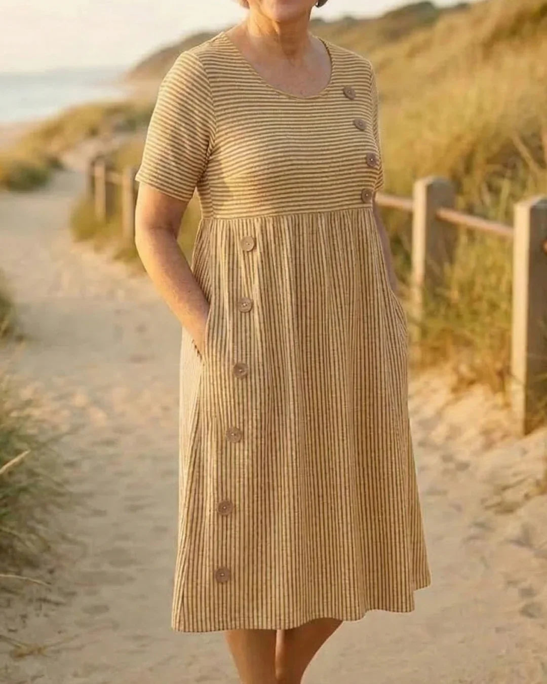 Brienne | Striped Midi Dress – Effortless Comfort, Everyday Confidence