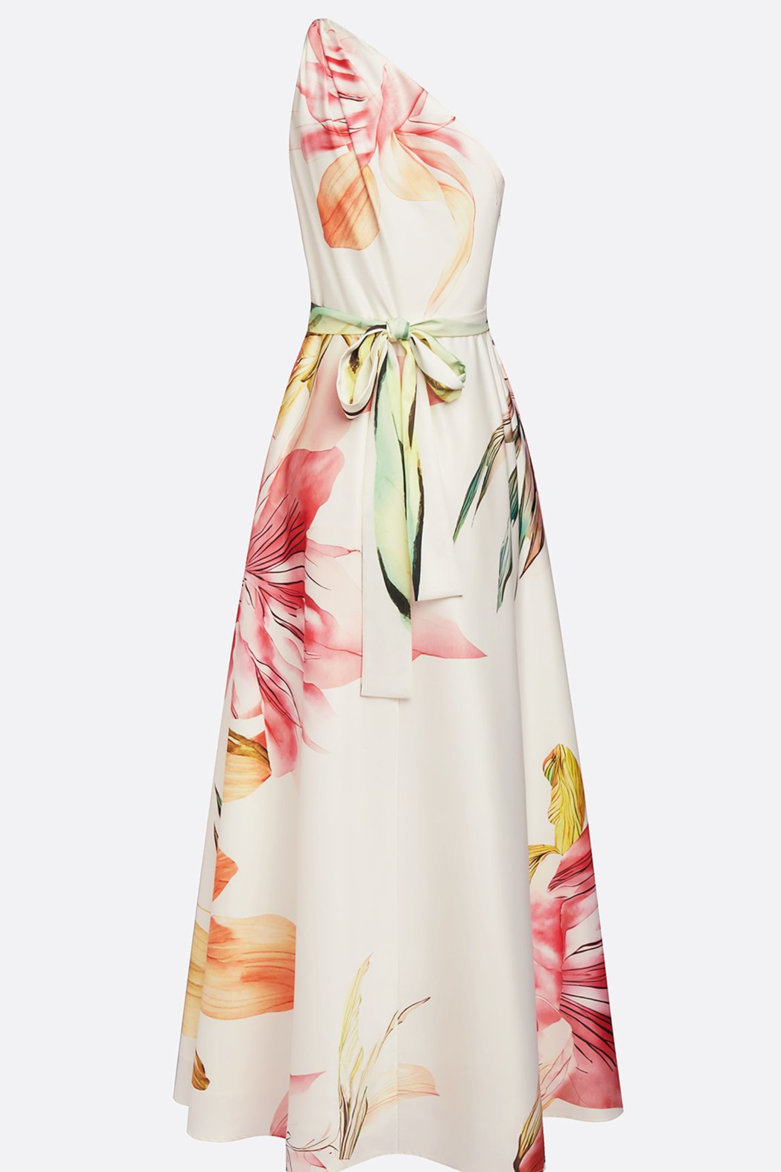 Floral Satin One Shoulder Maxi Dress – Wedding Guest