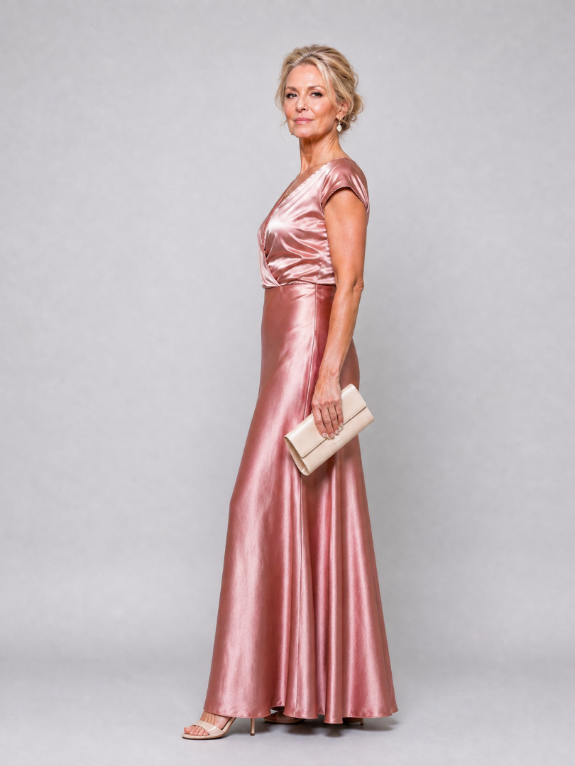Samouse - Maxikleed met Cap Sleeves en Wikkelbodice