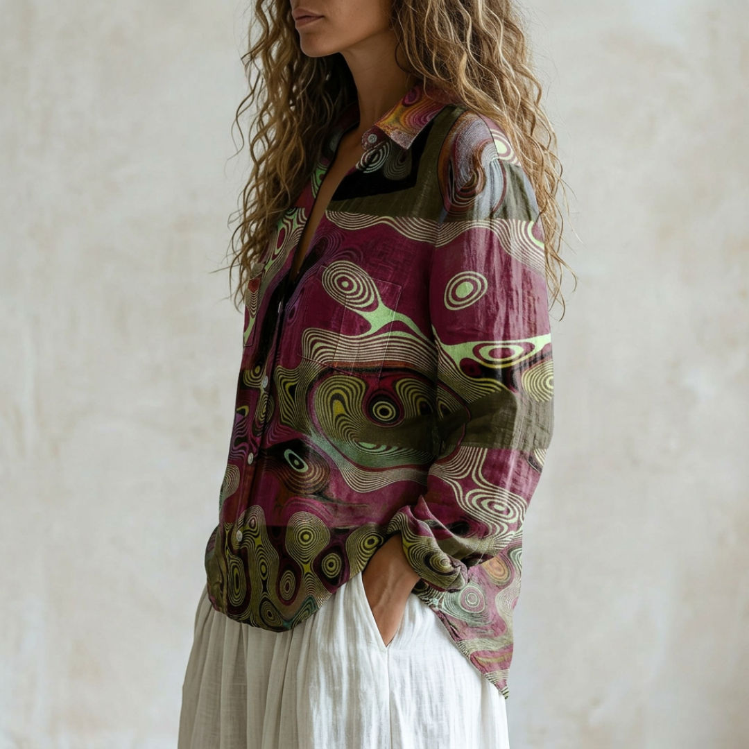 Amelia - Modern Art Cotton Shirt