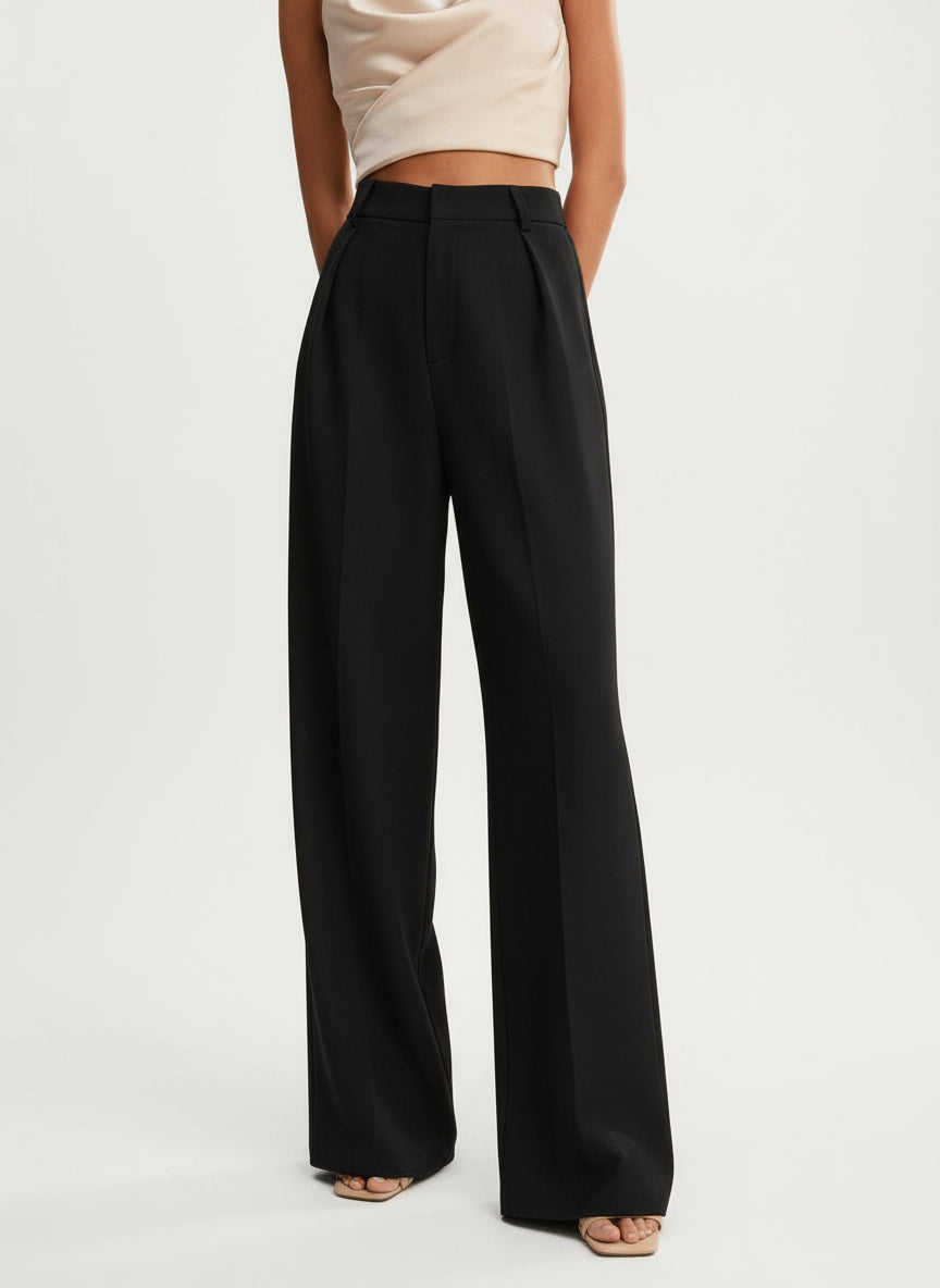 Women's Wide Leg Tailored Trousers – High Waist Smart Trousers