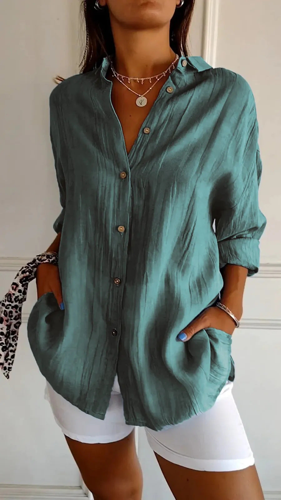 Olivia - Chic Long-Sleeve Open Front Blouse