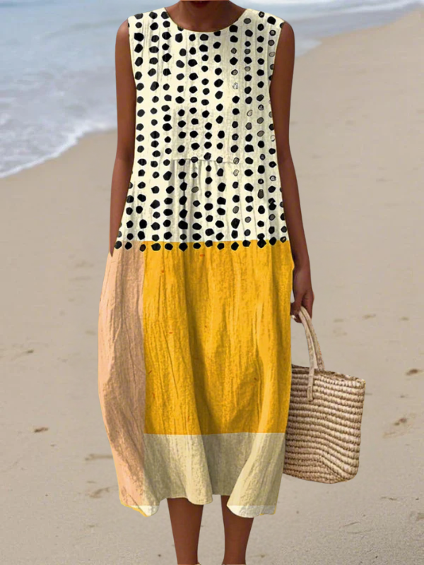 Cecilia | Polka Dot Colour Block Midi Dress