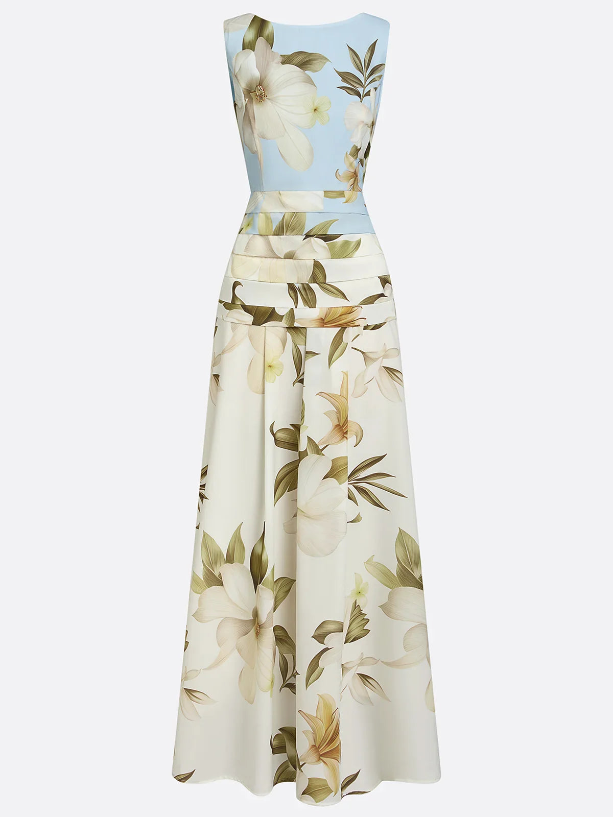 Floral Boat Neck Sleeveless Maxi Dress – Wedding Guest